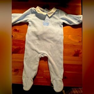 Blue cozy footie with collar